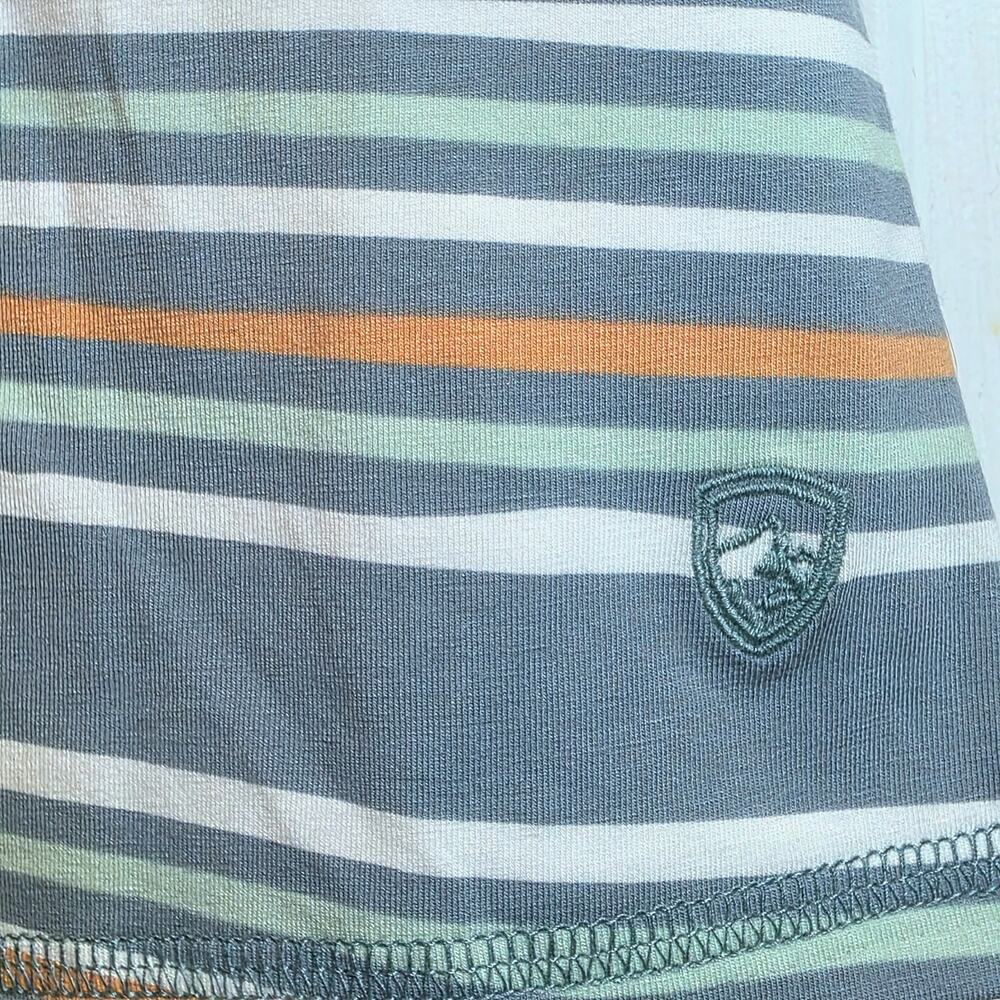 Kuhl Solstice Tank Top Henley Stripe Sz Large Blue Green Shirt Buttons Stretch - Picture 9 of 15